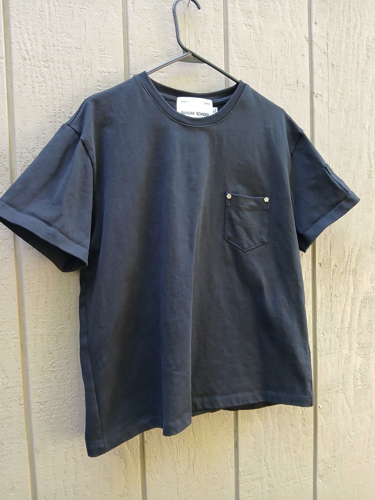 Sundae School Pocket Tee Shirt Small Black Heavyweight Stash Boxy Streetwear gallery