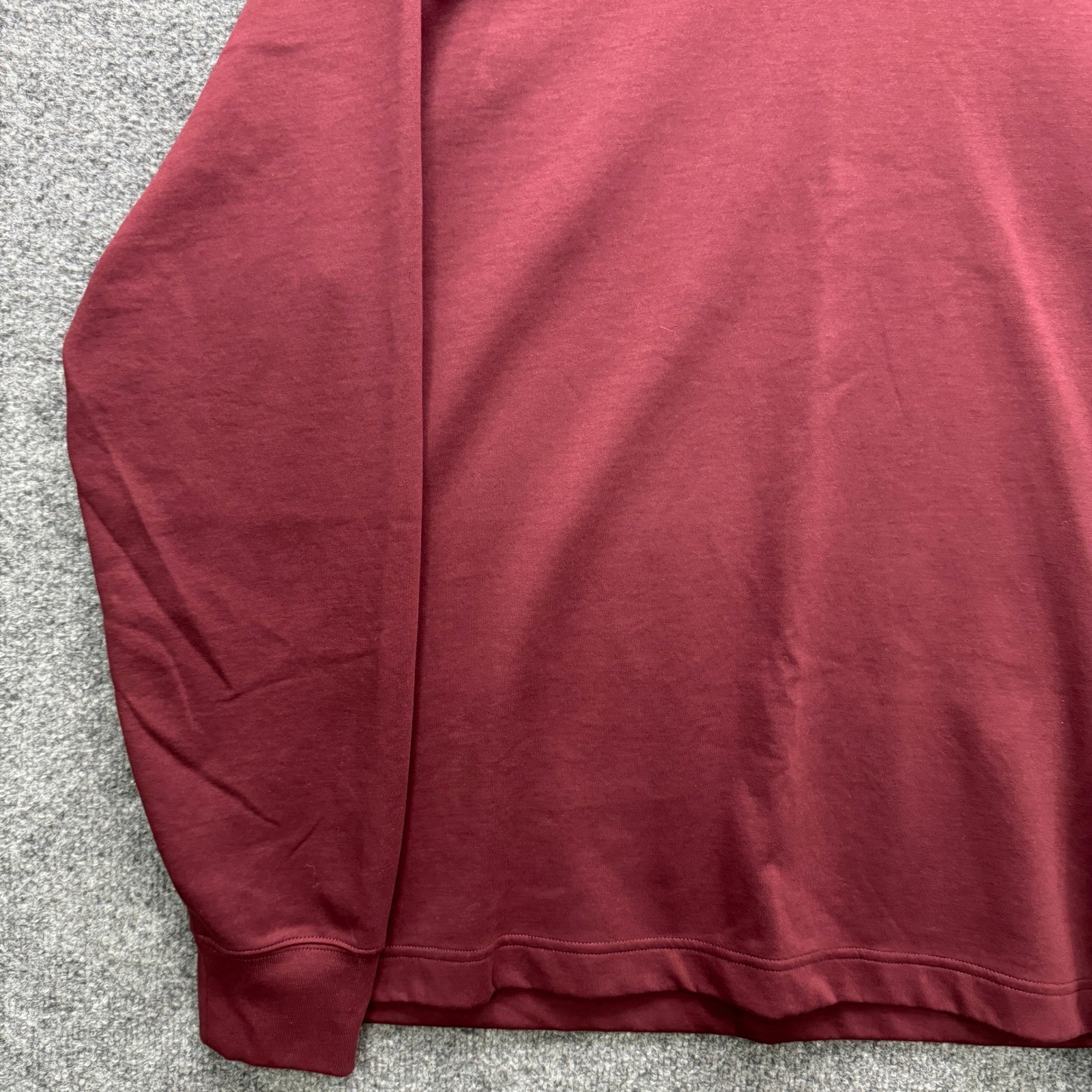 Uniqlo U Mock Neck Long Sleeve Shirt Mens L Burgundy Heavyweight Casual Tee gallery