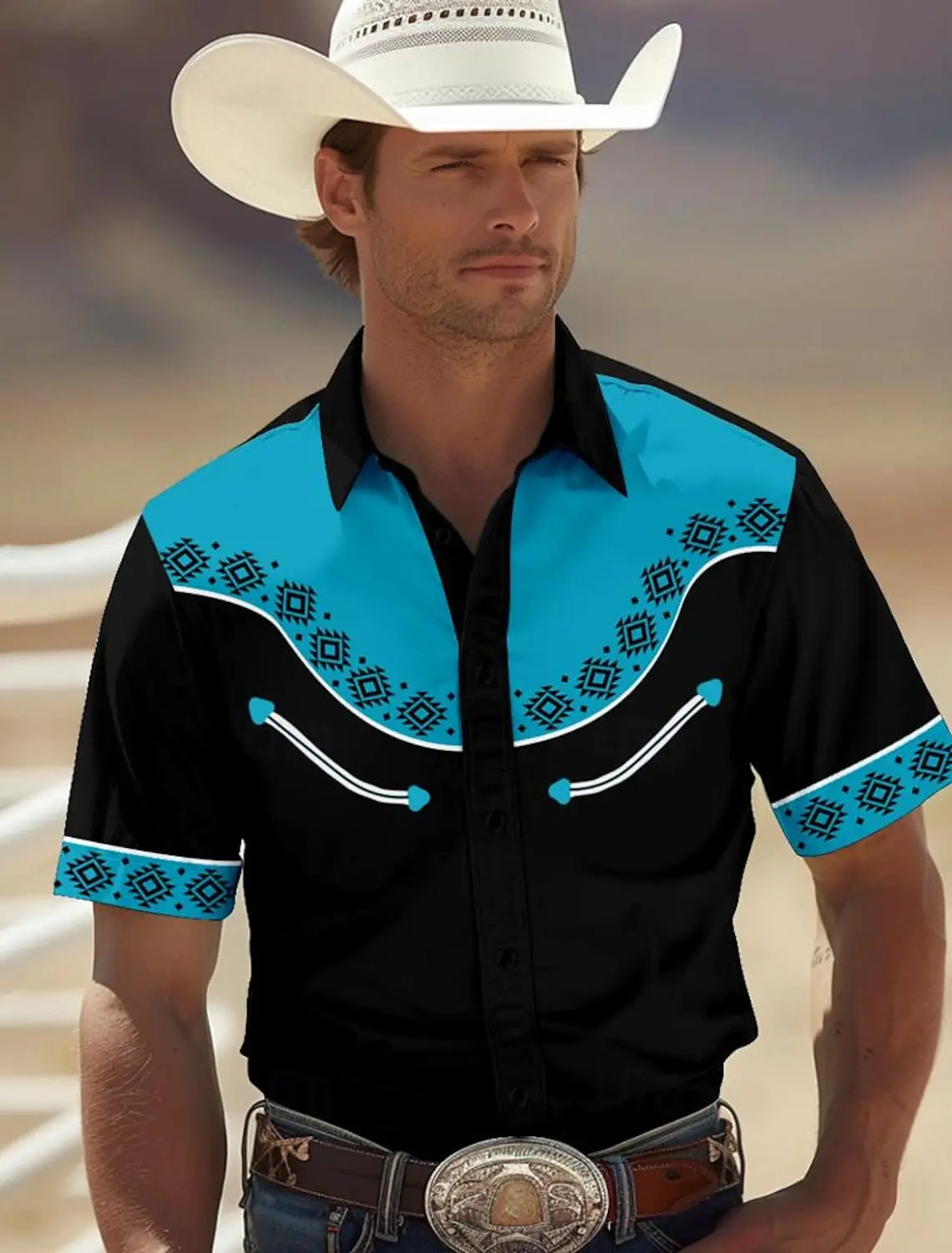 Floral western style Tribal Hawaiian shirts 3D Print Men’s Summer Loose Beach