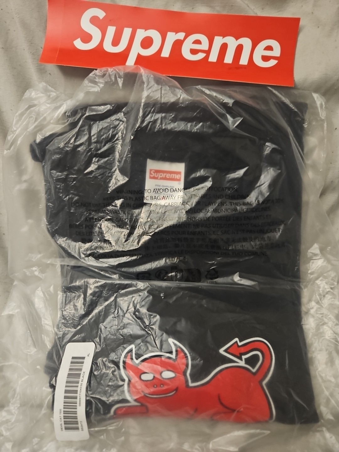 Supreme x Toy Machine Devil Logo T-Shirt Black XL SS24 Sealed + Box Logo Sticker gallery