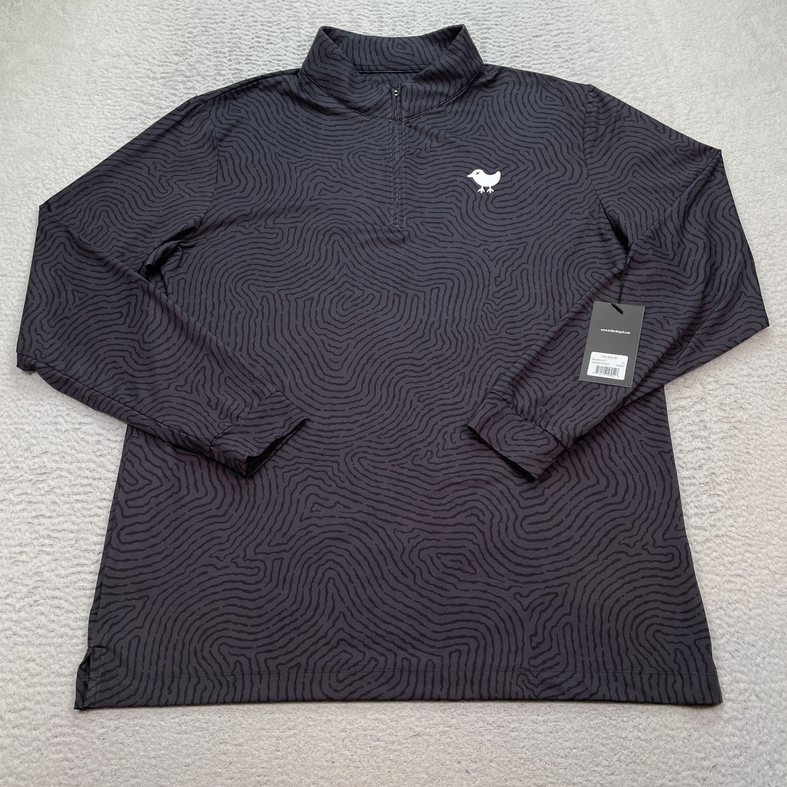 NEW Bad Birdie Golf Mens ImPrint 1/4 Quarter Zip Pullover Size XL Grey Goose