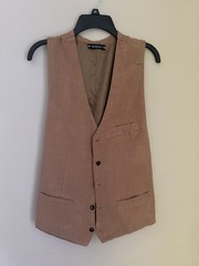 BOHO Wehilion Brown Button Front Adjustable Back Strap Vest M Casual