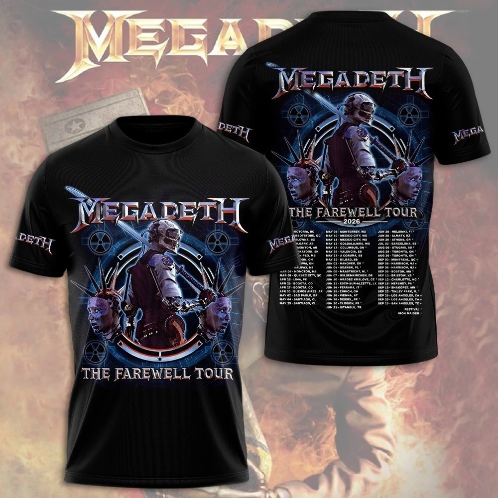 Hot Trend Megadeth 2026 World Tour Black S to 5XL Concert 3D Shirt BL2466