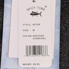 Spicy Tuna Mens Size Medium Charcoal Heather UPF 40+ Breathable Tank Top NWT