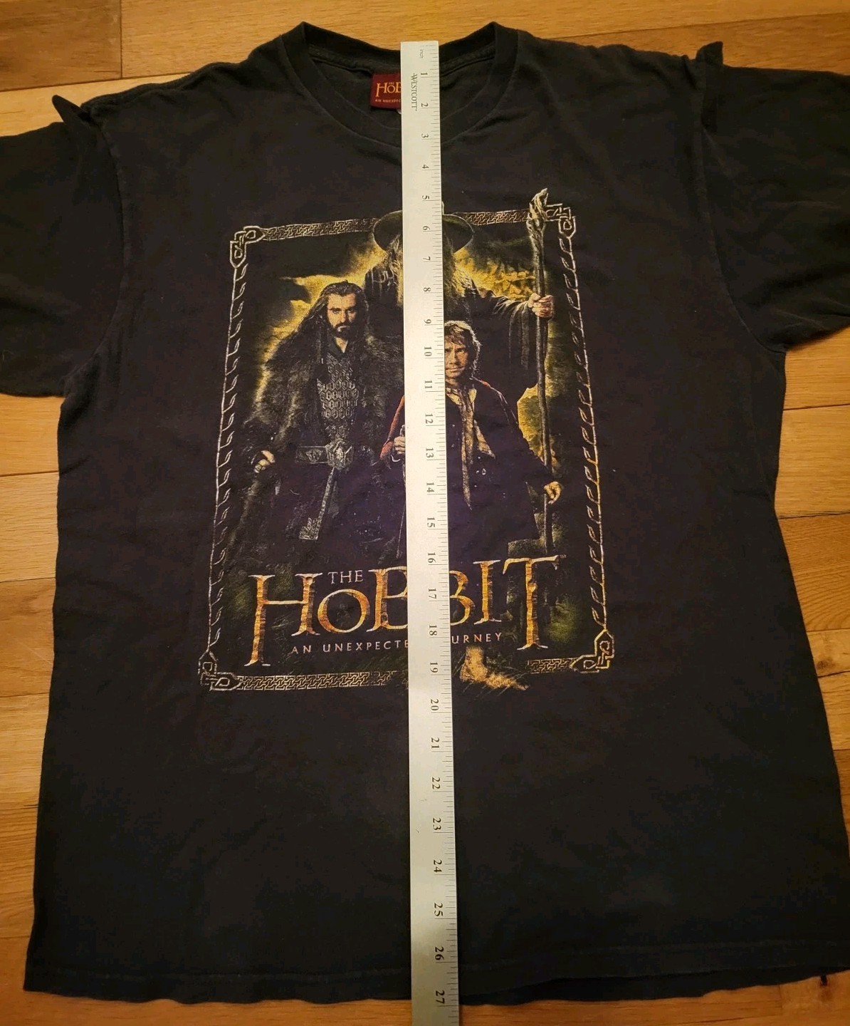 The Hobbit Shirt Mens Black Movie Promo Unexpected Journey Bilbo Gandalf SZ L 🔥 gallery