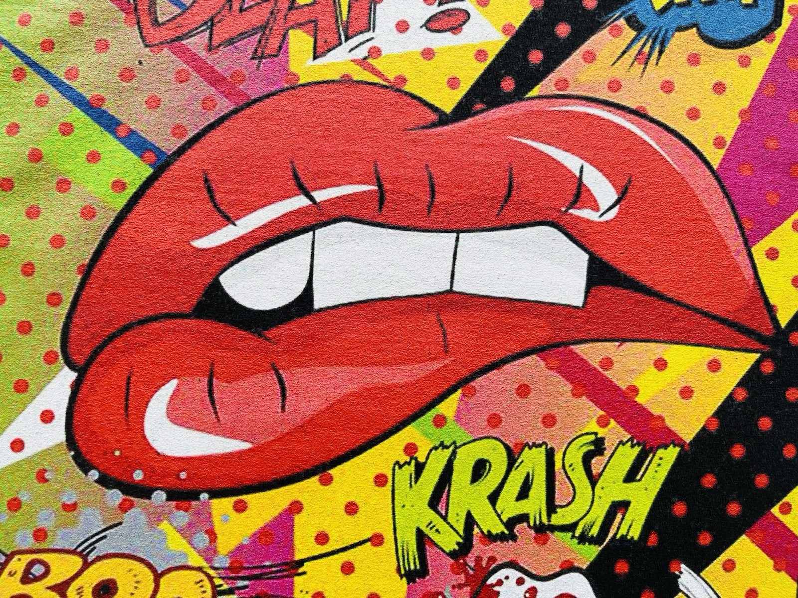 Lovely Lips Retro Pop Art T-Shirt Size Medium Lips Comic Pop Art Black T-shirt M gallery