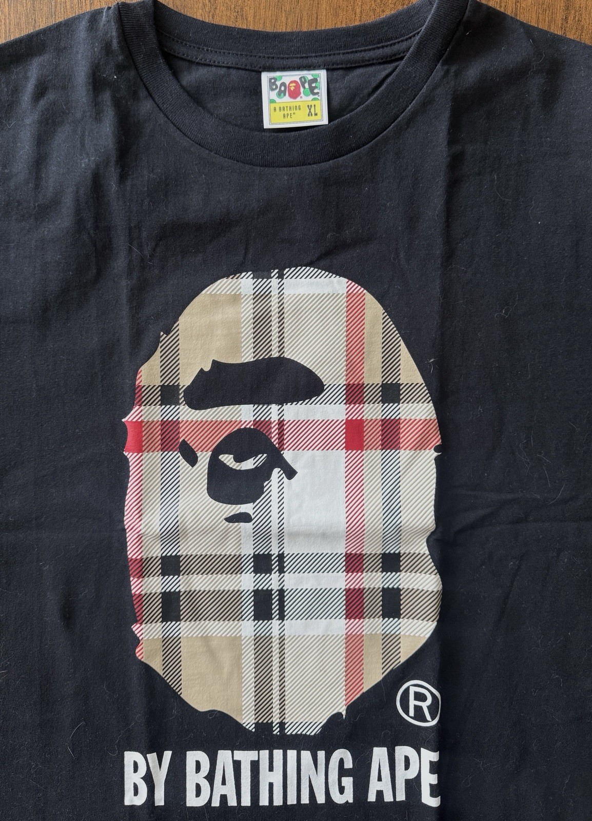 A Bathing Ape BAPE Check Big Ape Head Graphic T-Shirt - Black gallery