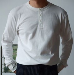 BOB DONG Fall Winter Basic Shirt Cotton Men’s Long Sleeve Henley Shirt Slim Top