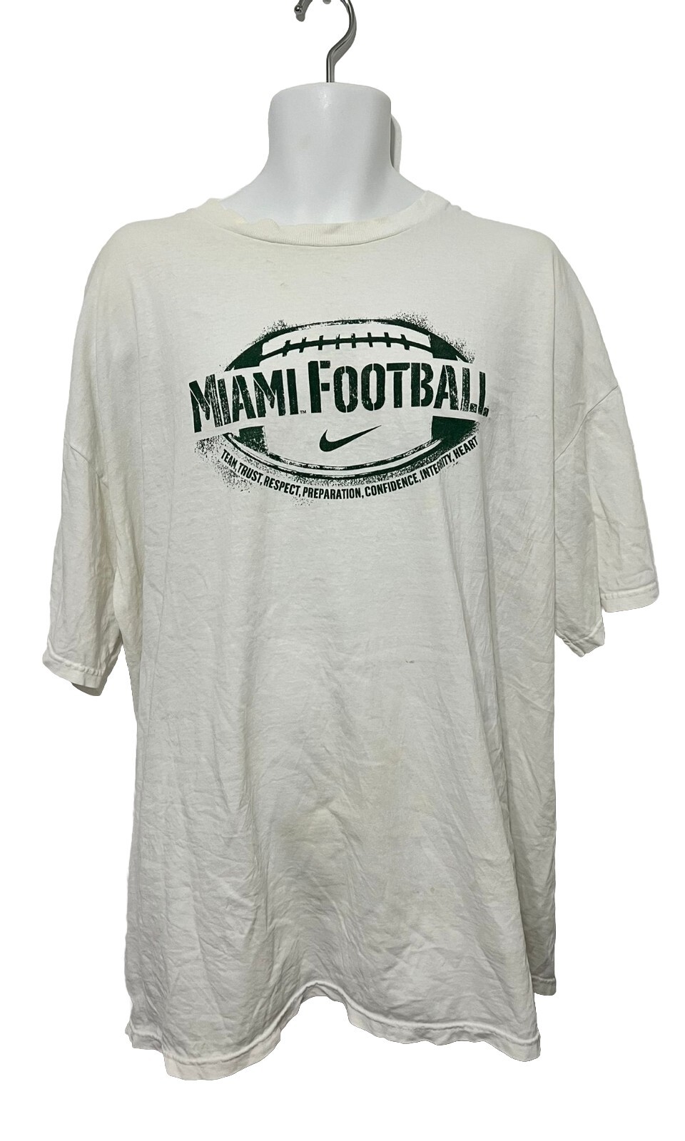 Vintage White Nike Team Tag Miami Hurricanes Double-sided T-Shirt Men's Size 2XL gallery