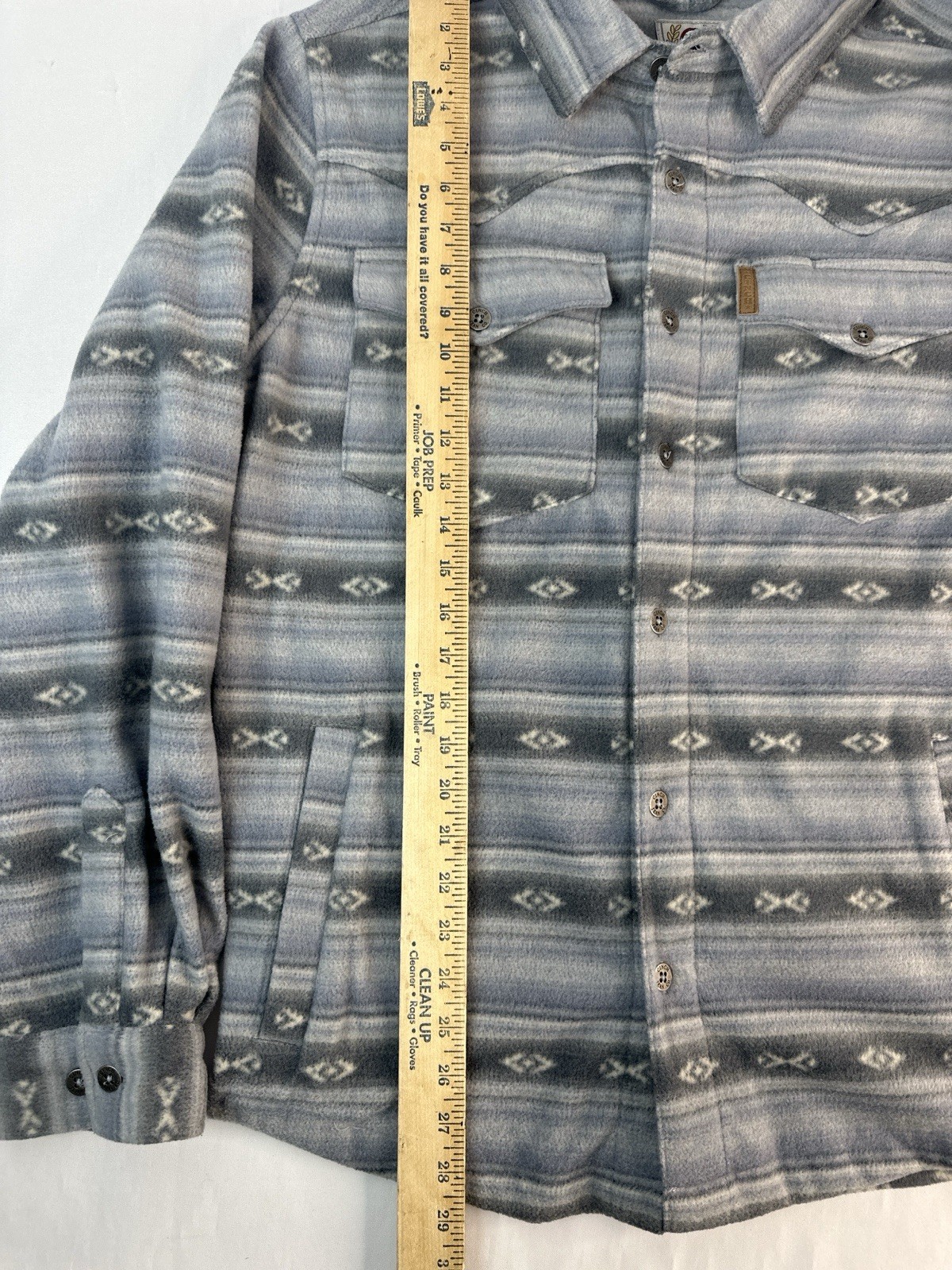 Cinch Mens Aztec button down Gray Fleece Shirt Jacket Shacket Medium Stretch gallery