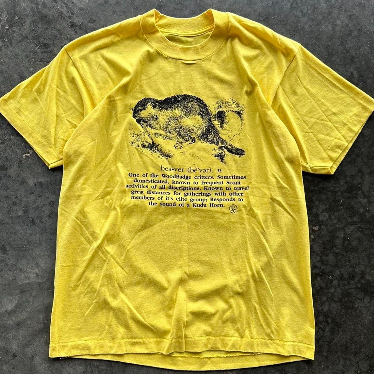 90’s Vintage Beaver Nature Art Yellow Tee Unisex Short Sleeve Shirt S-5XL gallery