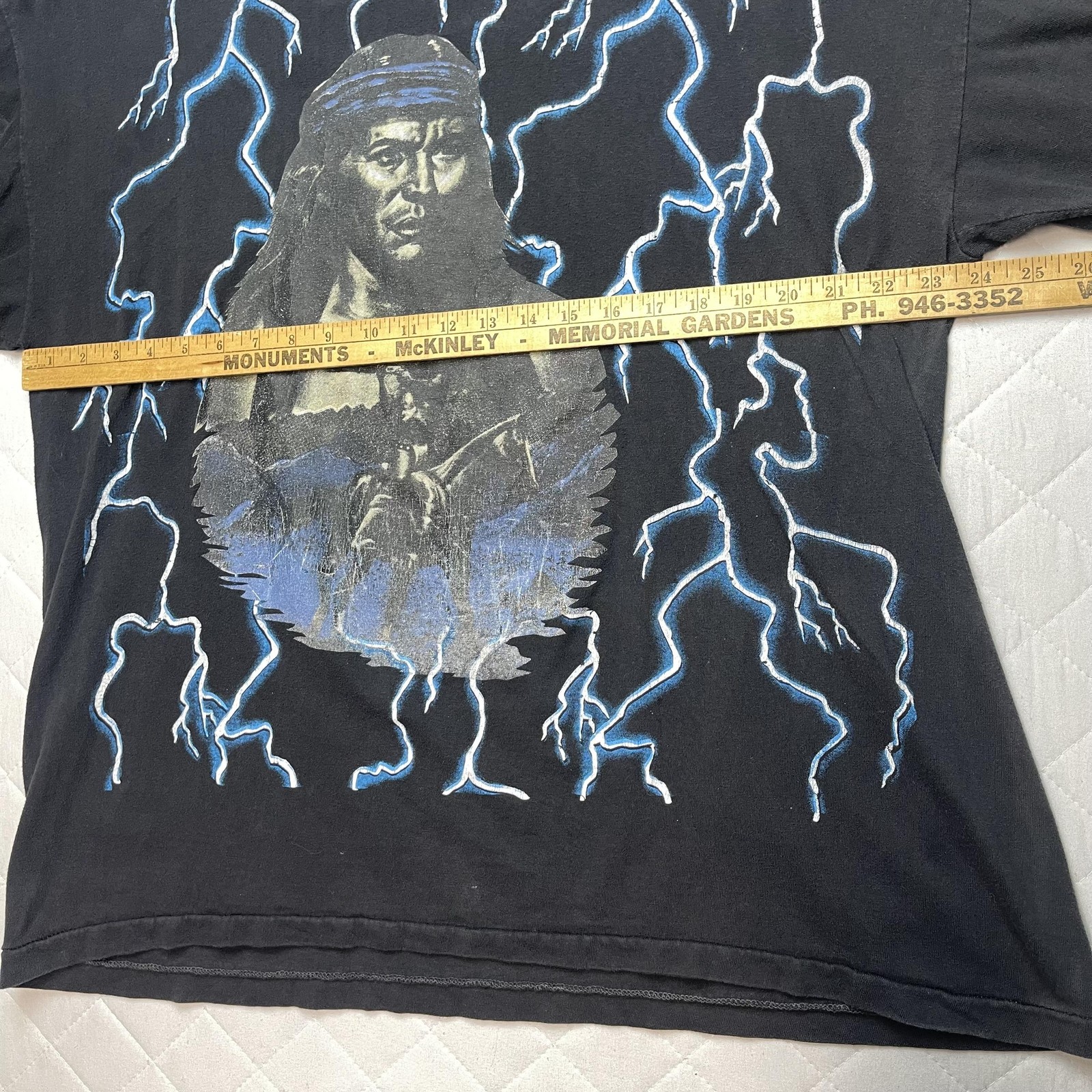 Vintage Native American Lightning Shirt Mens XL Black Rebal Double Sided 90s gallery