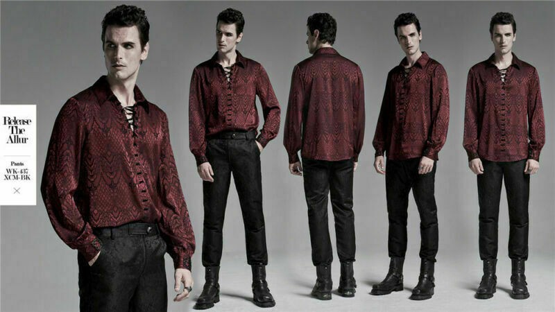 Men Gothic Gorgeous Jacquard Shirts Retro Formal Prom Party Long Sleeve Blouses gallery