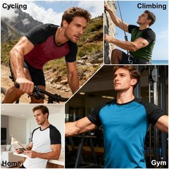 HovSiyla 5 Pack Mens Quick Drying Shirts Crew Neck Loose Breathable Cool Work…