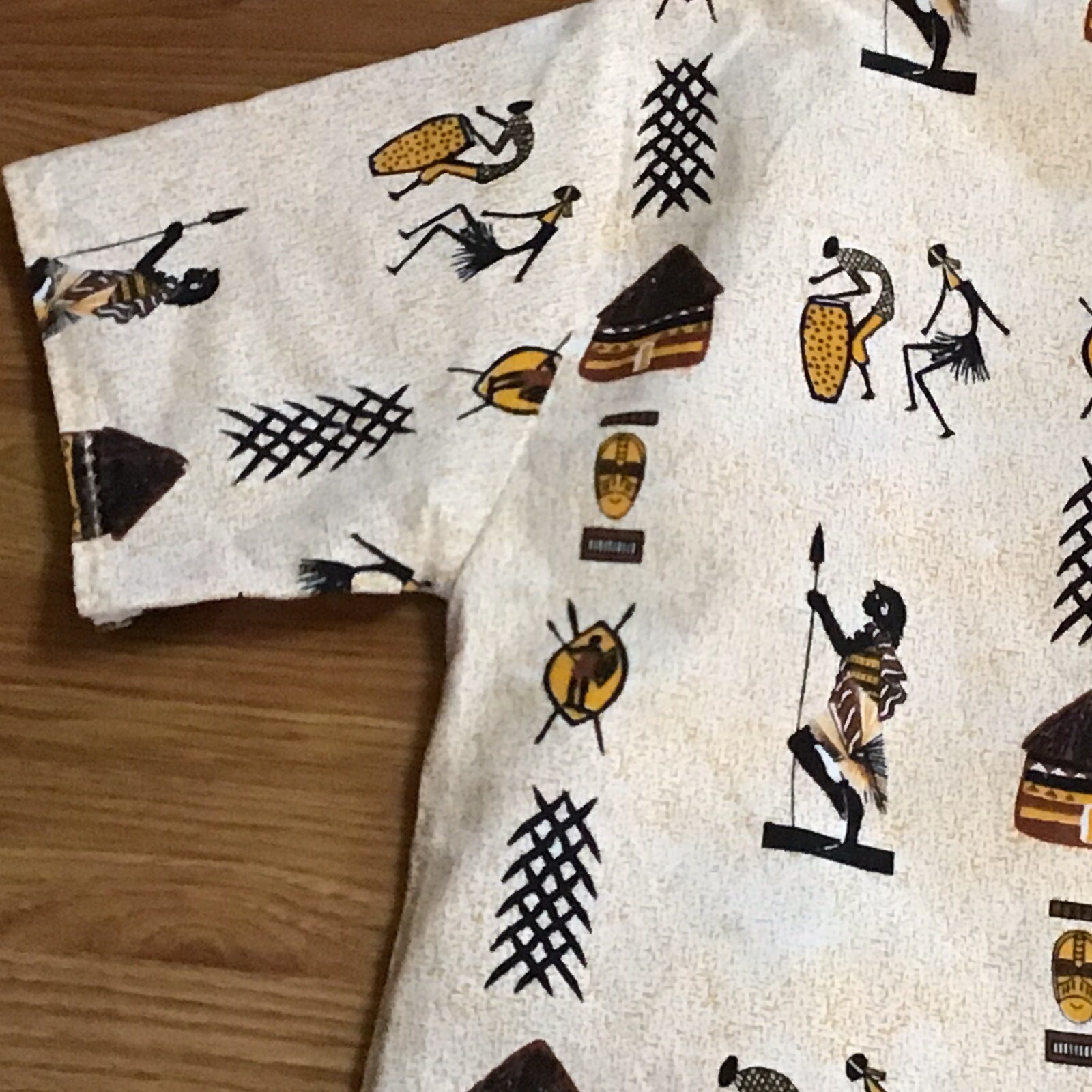 Shirt Pullover XL Broadcloth Short Sleeve Aztec Aborigine Pockets V Neck Boxy gallery