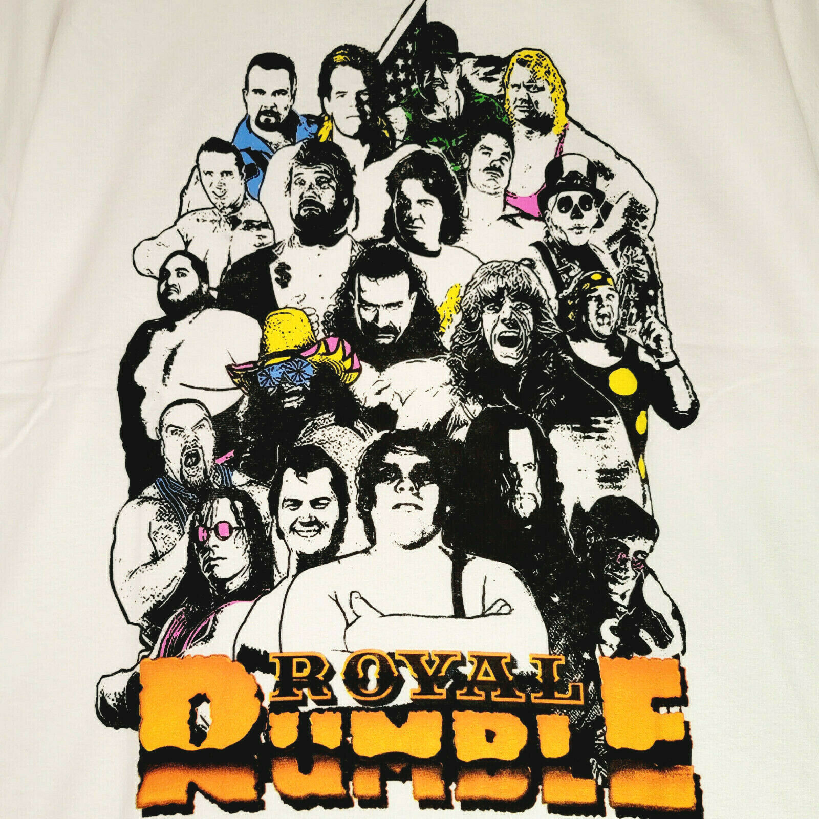 WWE WWF ROYAL RUMBLE T SHIRT MENS LARGE WHITE Andre the Giant PRO WRESTLING NWT