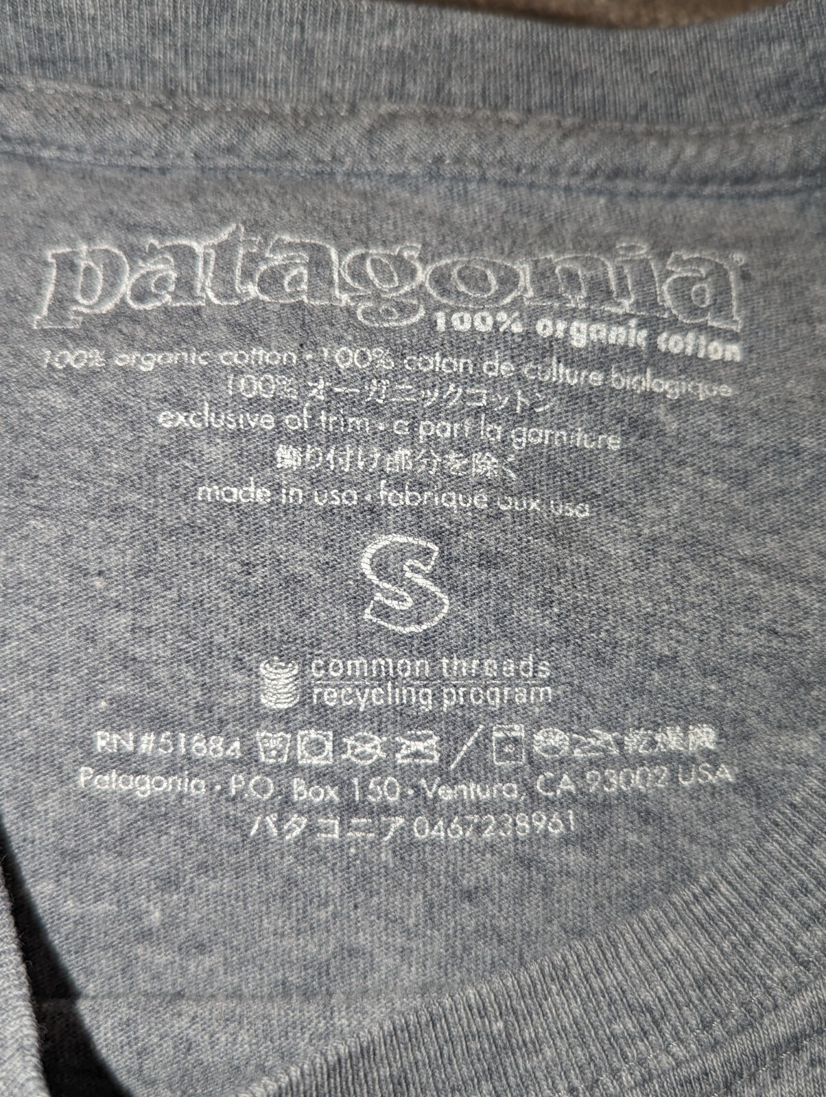 Patagonia Shirt Gray Long Sleeve Hiking Casual Outdoors Spell Out sz Small gallery