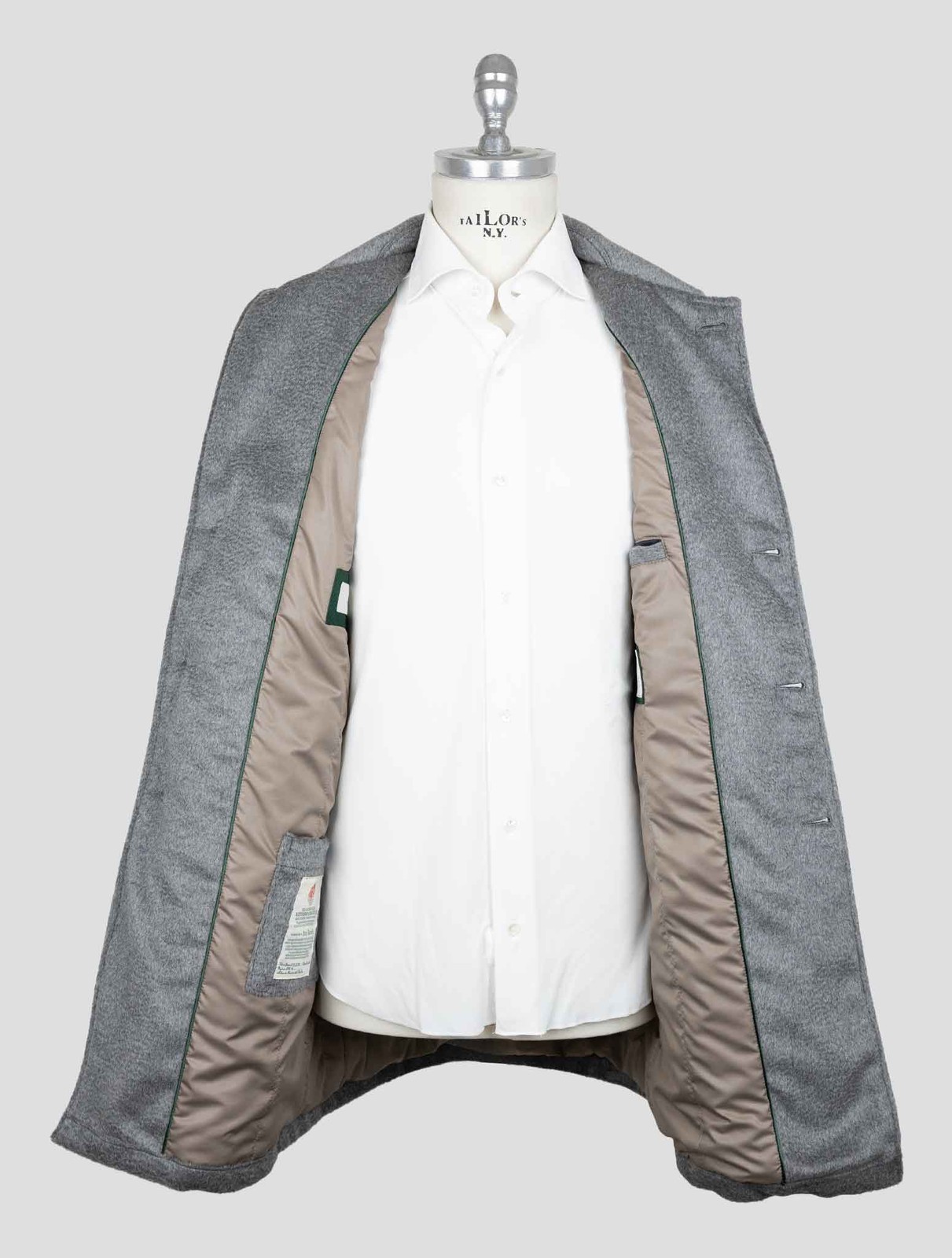 NEW LUIGI BORRELLI GRAY VIRGIN WOOL ALPACA OVERCOAT US 46 - EU 56 BOR27 gallery
