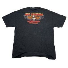Vintage 2006 Hot Leathers Biker Eagle Flames Graphic Tee T-Shirt FLAW Black XL