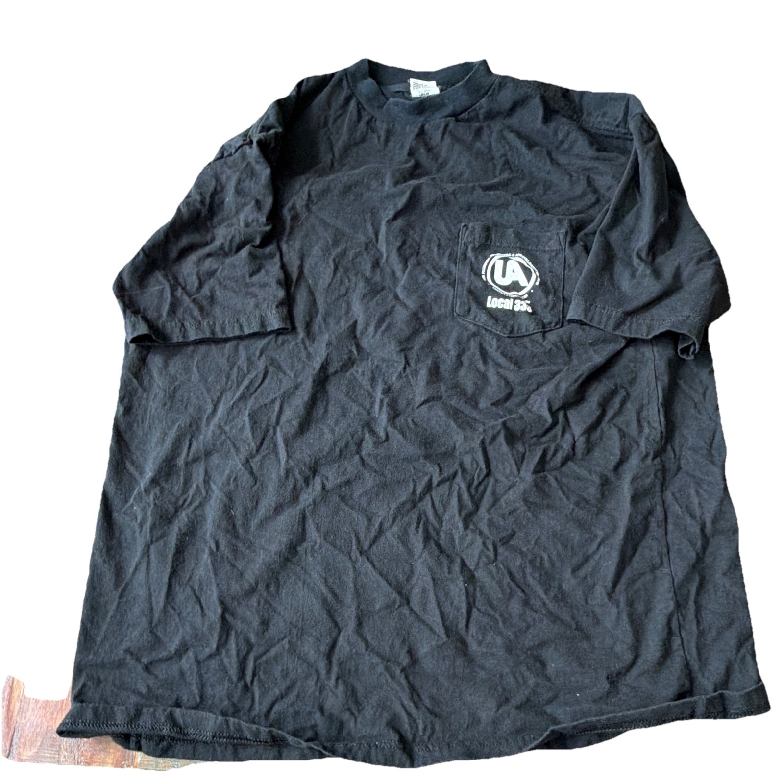 Union Line UA Local 333 Plumbers Pipefitters Skull Pocket Tee Black XXL gallery