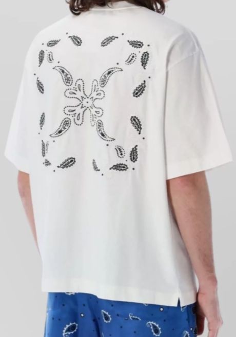 Off-White Men's White Graphic Crew Neck Pullover Cotton Bandana Skate T Shirt L gallery