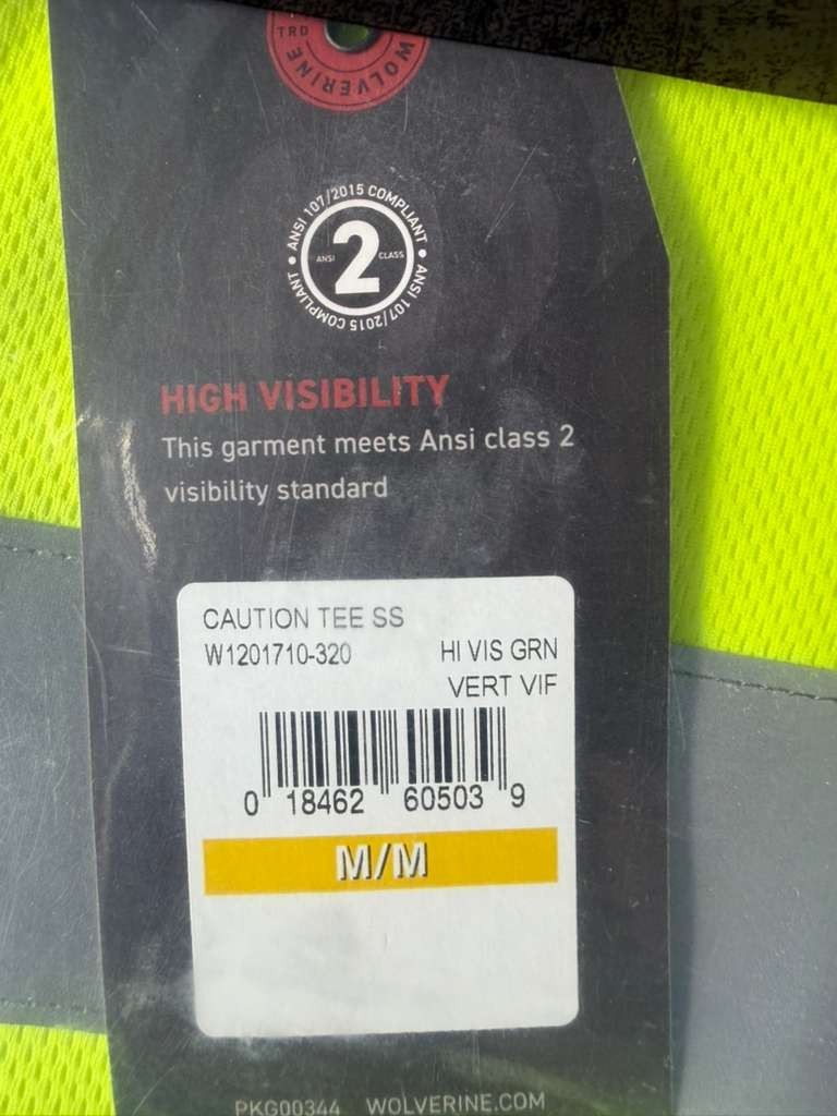 Wolverine Men's Hi-Vis Short Sleeve Tee - Size Medium -ANSI Class 2 Safety Shirt gallery
