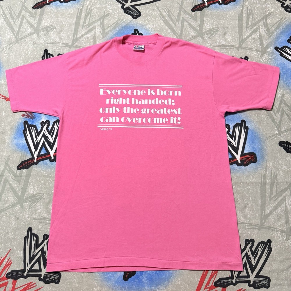 Left-Handed Everyone is Born Right Only Great Overcome Men’s XL T-Shirt VTG