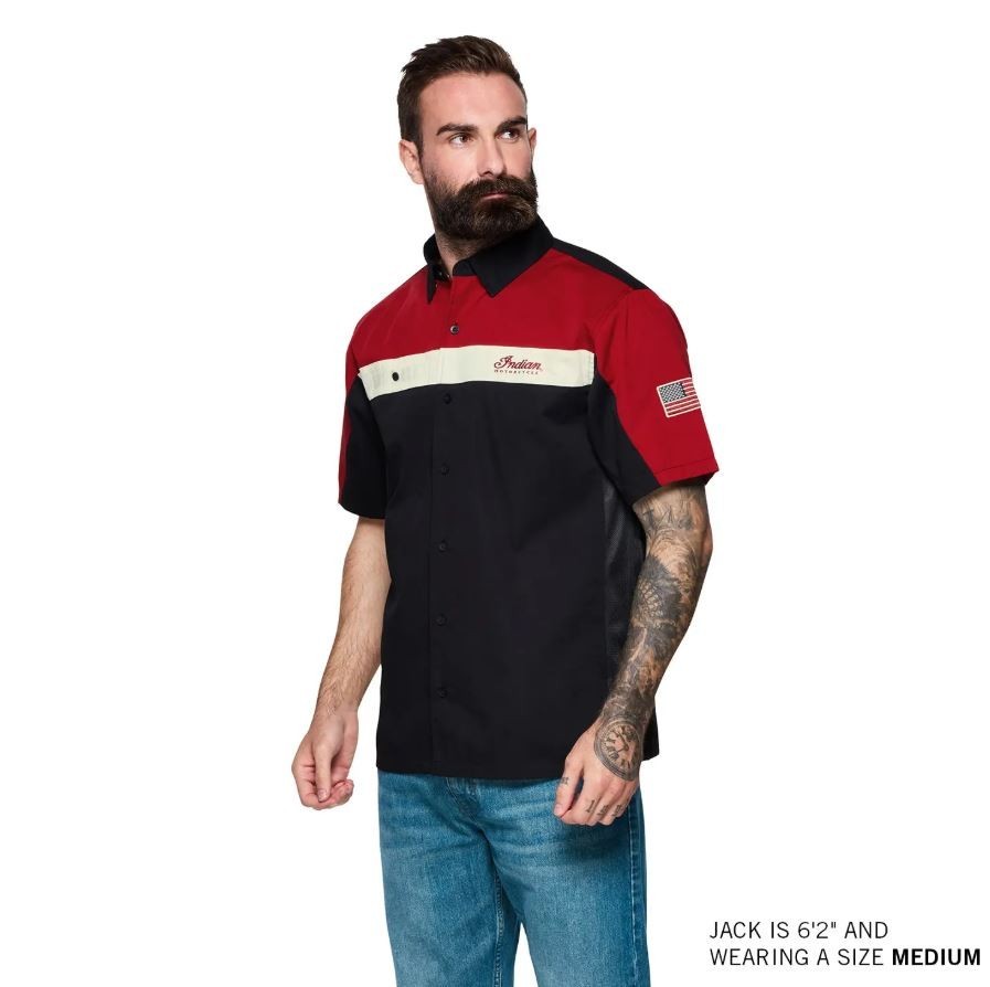 Indian Motorcycle Men's Headdress Colorblock Shop Shirt Red 2865623 gallery