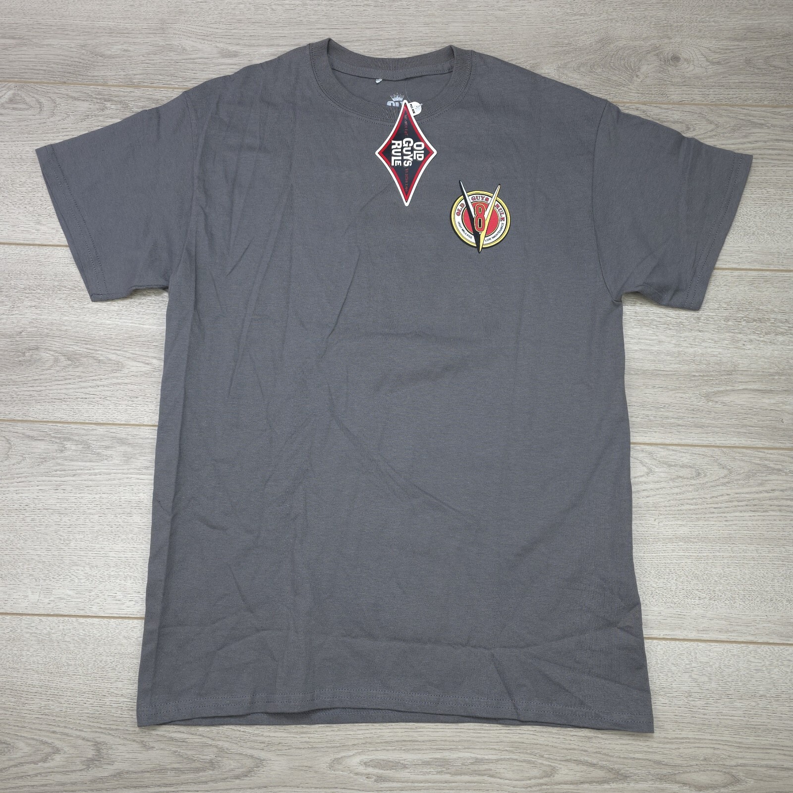 Old Guy Rules V8 High Mileage T Shirt Mens Gray Graphic NWT gallery