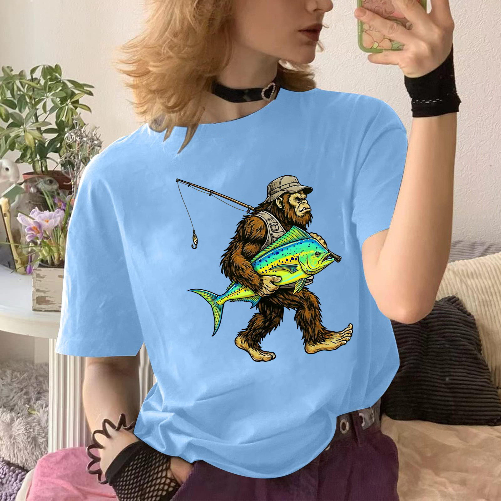 Mahi-Mahi Bigfoot Fisherman Saltwater Fishing Sasquatch Performance T-Shirt gallery