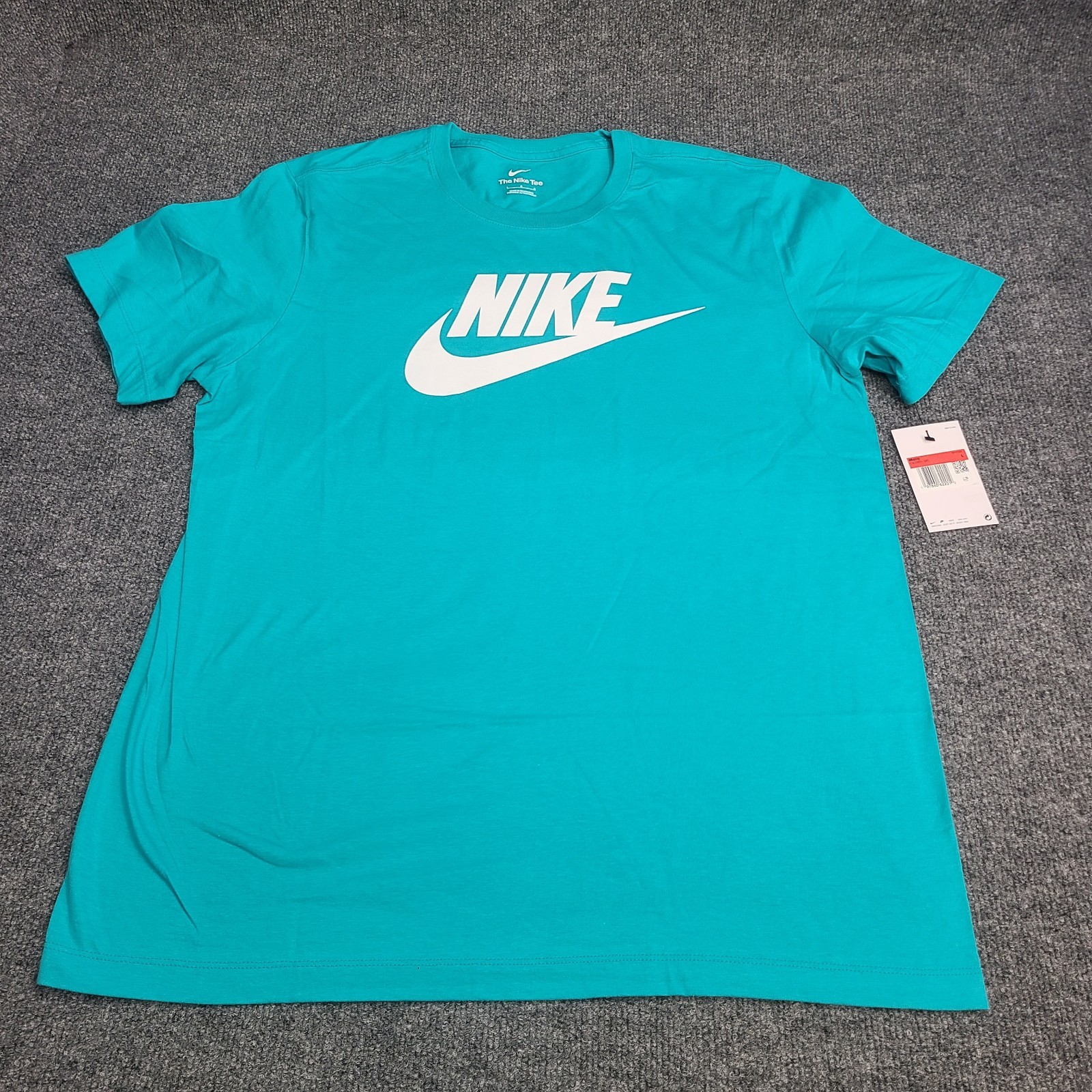 Nike Shirt Mens Large Turquise Green White Futura Logo Sportswear Cotton Tee 28 gallery
