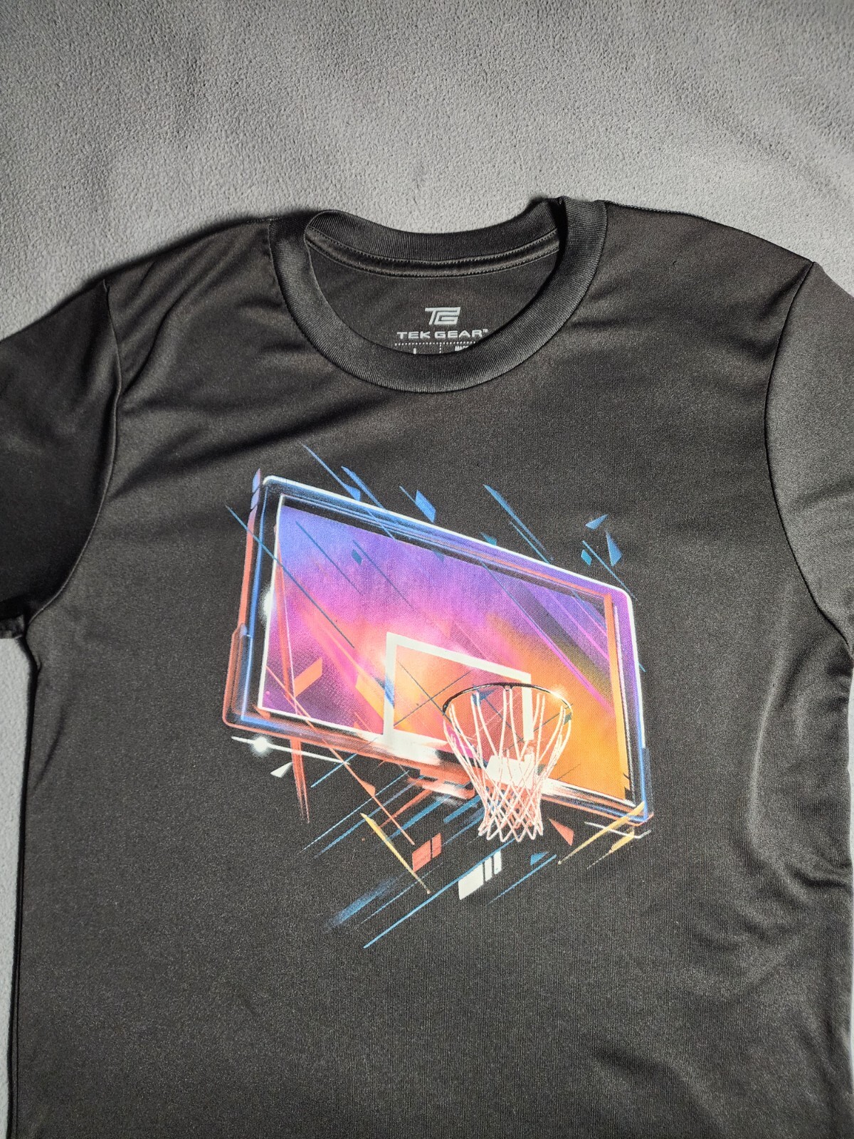 Tek Gear T-Shirt Men Large Black Short Sleeve Round Neck Basketball Polyester gallery