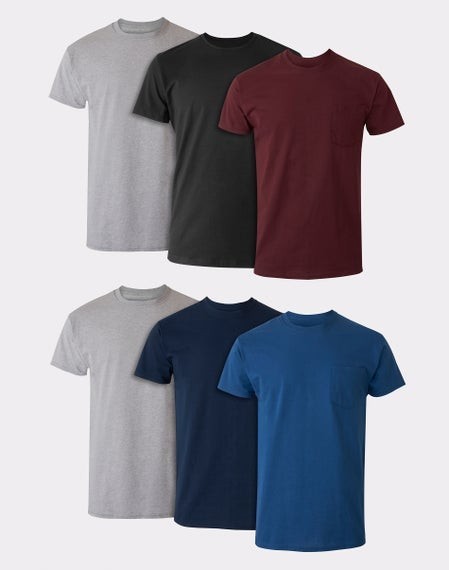 Men's Cotton Pocket T-Shirt, Moisture-Wicking with Odor Control, Assorted gallery