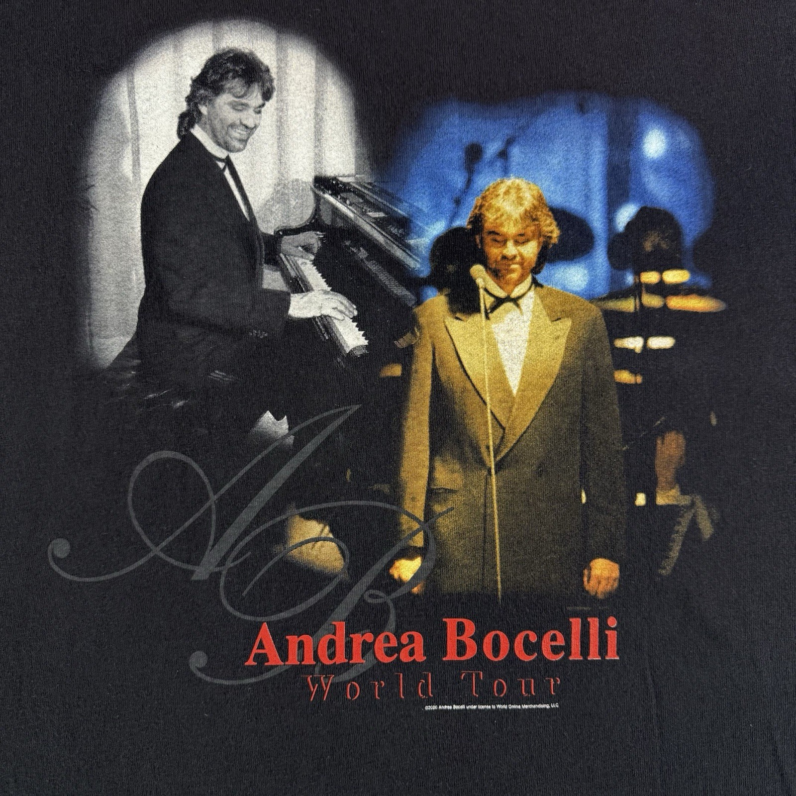 Vintage 2000 Andrea Bocelli World Tour T Shirt Men's Medium Y2K Concert Tee gallery