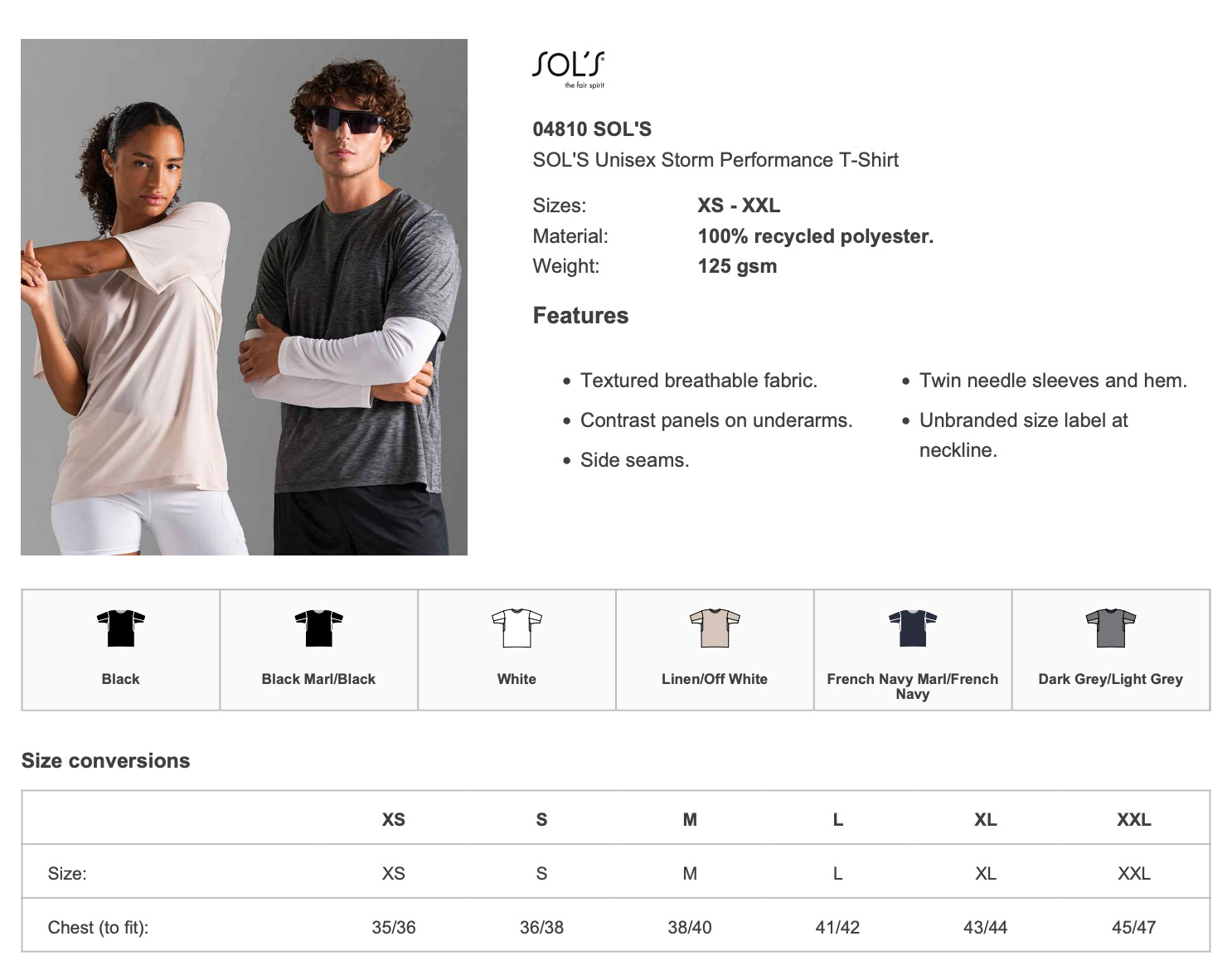 Recycled Polyester Performance T-Shirt SOL'S Unisex Breathable Short Sleeve Tee gallery