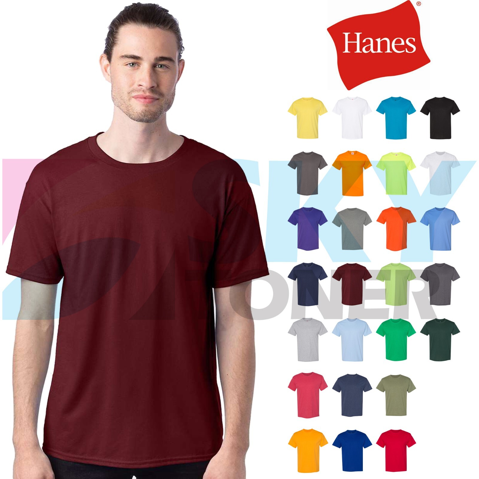 Hanes 5170 Men's EcoSmart Tee 50/50 Cotton/Polyester Plain Basic T-Shirt gallery