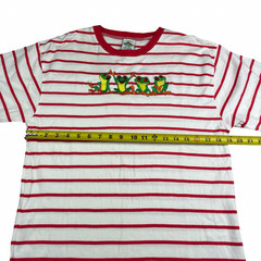 VTG Rainforest Cafe Men’s Embroidered Frogs T-Shirt Red/White Stripe • Medium