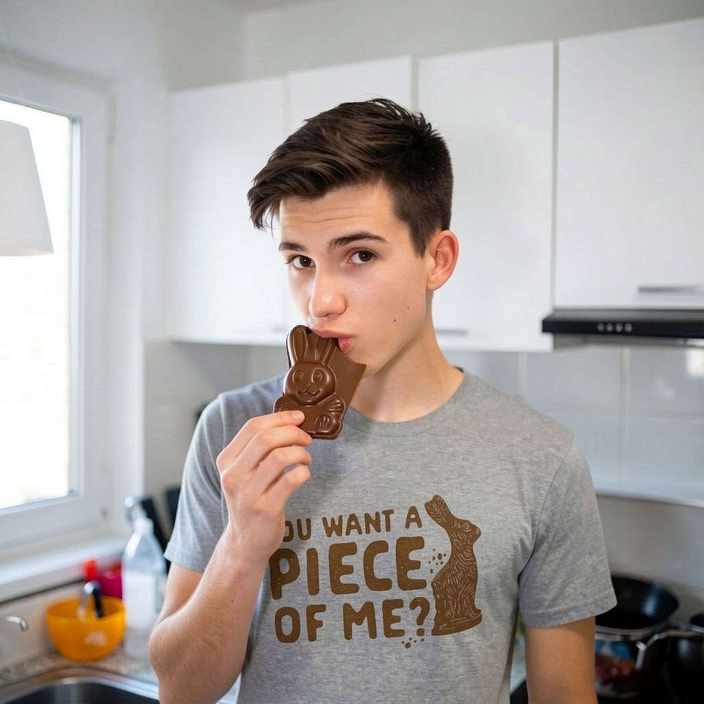 Mens You Want A Piece Of Me T Shirt Funny Chocolate Easter Bunny Tee gallery