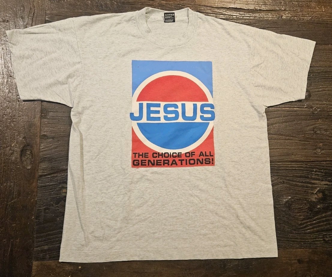 Rare! Vintage BEST Single Stitch BEST Religious Jesus Tshirt Pepsi-The Choice... gallery