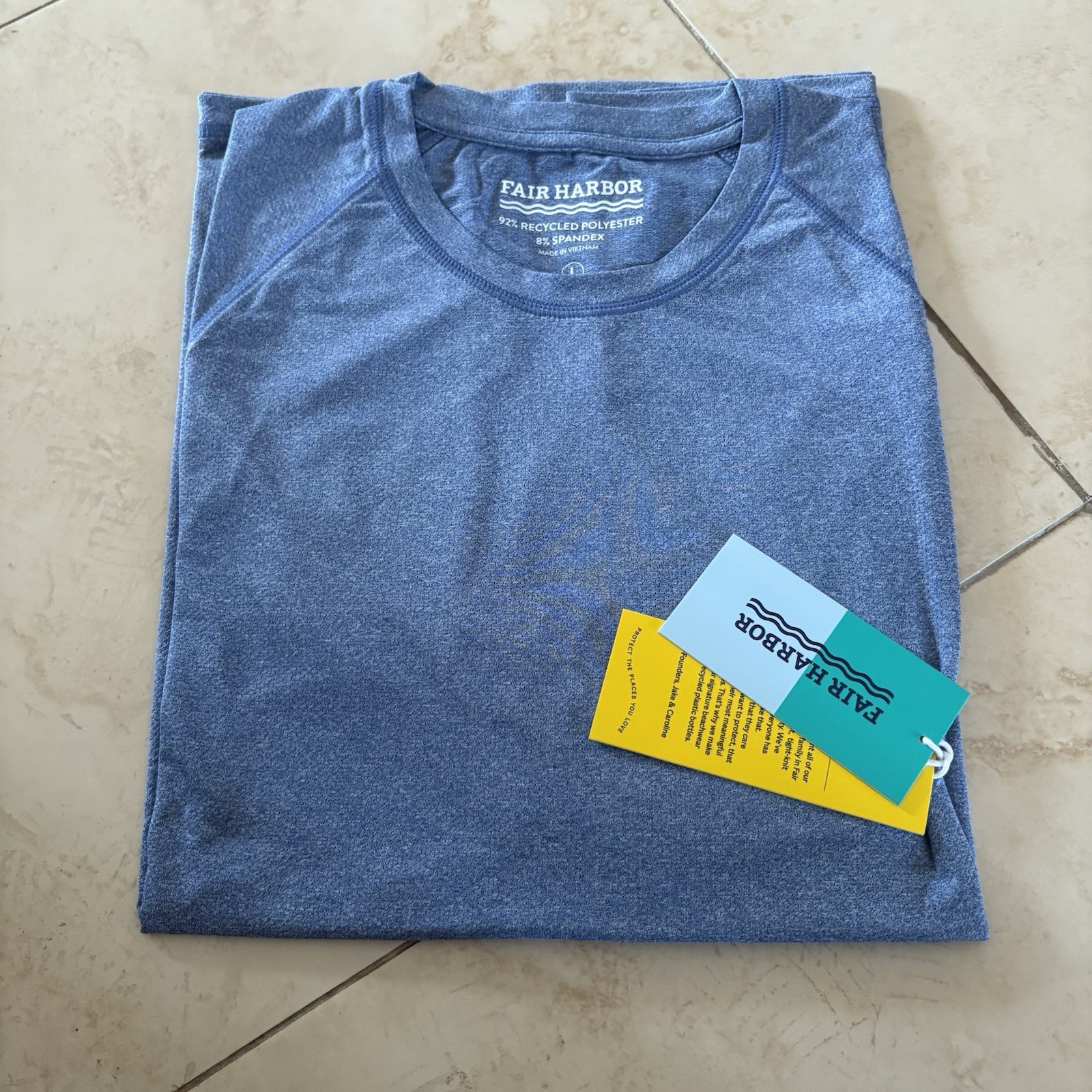 Fair Harbor Breezeknit Tee Shirt Heather Navy – Men’s Sz Large