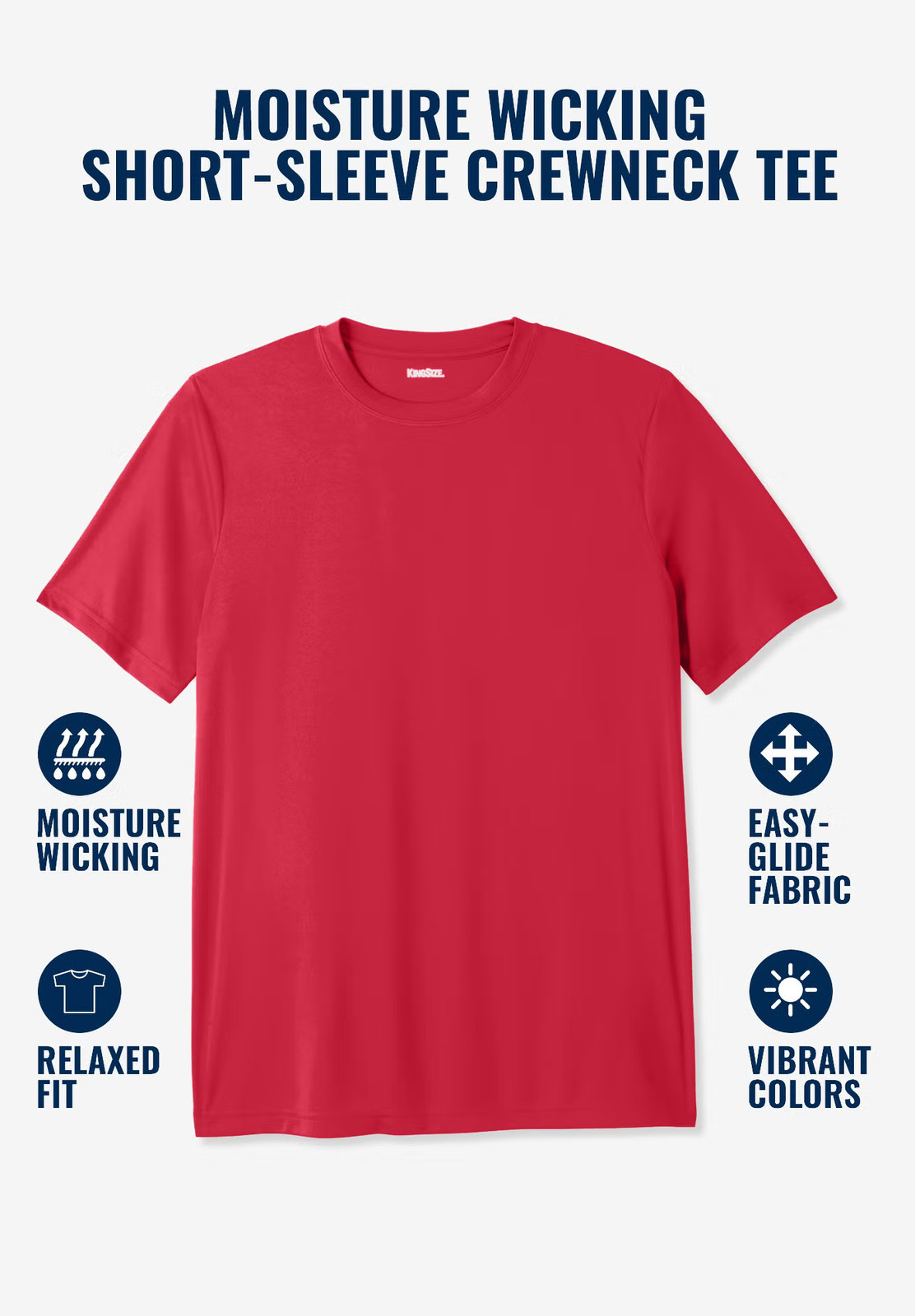 Kingsize Men's Big & Tall Moisture Wicking Short-Sleeve Crewneck Tee gallery