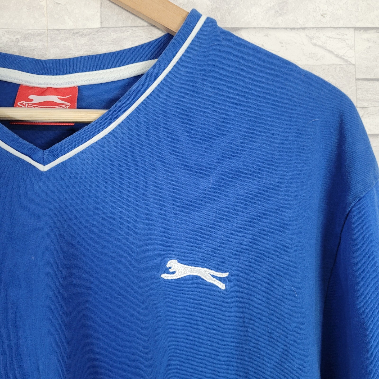 Mens SLAZENGER T Shirt Blue Large Top Gym Running V Neck Casual gallery