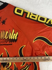 MNML Shirt Men’s Medium Red Underworld Moto Long Sleeve Flames Graphic $68