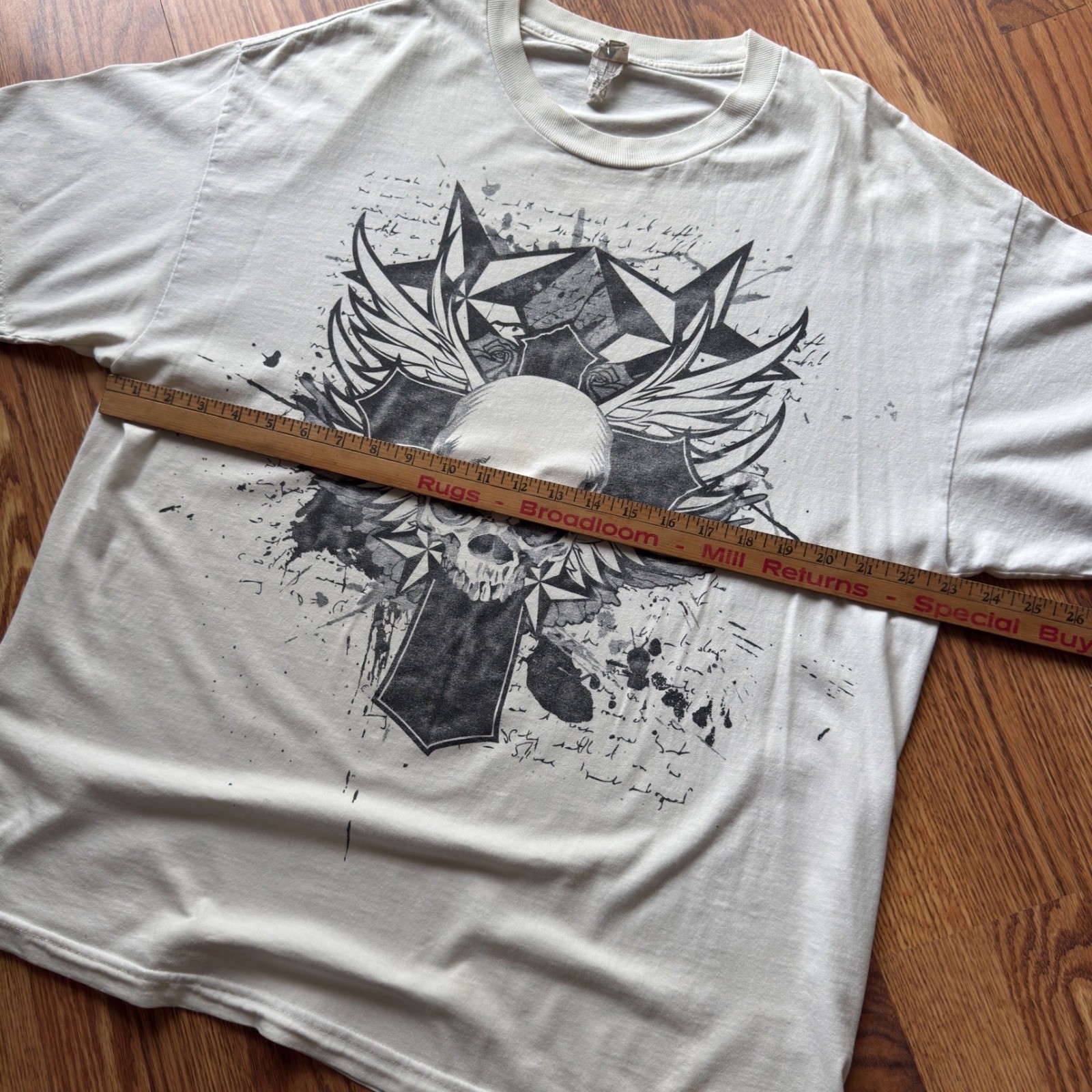 ALStyle Skull Graphic Tee Men's XL Cream Affliction Style Y2K Grunge gallery