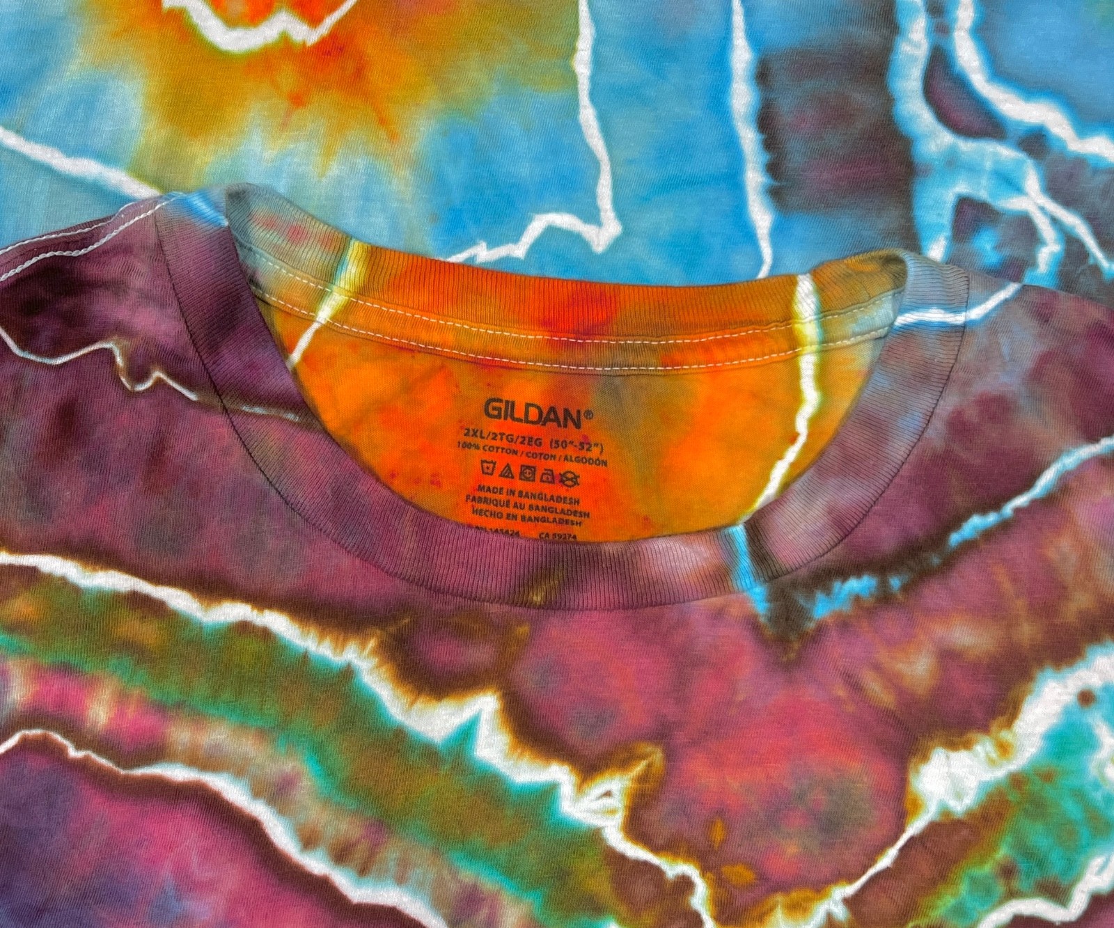 Handmade Ice Tie Dye T-Shirt 2XL Mens Womens Soft Cotton Red Blue Geode gallery