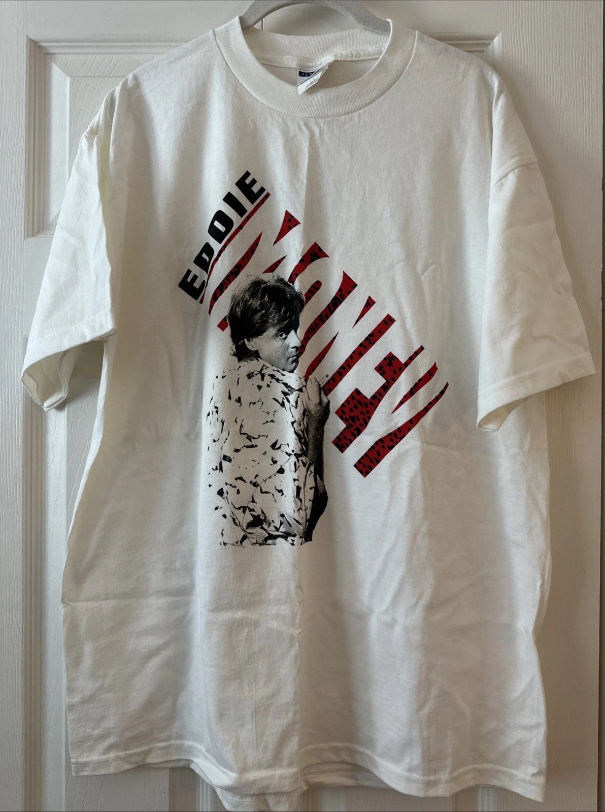 2001 Eddie Money Graphic White Tour Tee Personalized Autographed Back, Size L gallery