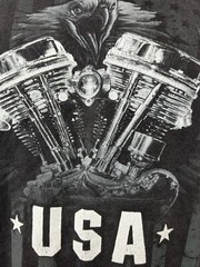National Heritage Black Motorcycle Engine Eagle Short Sleeve Shirt Unisex SZ L