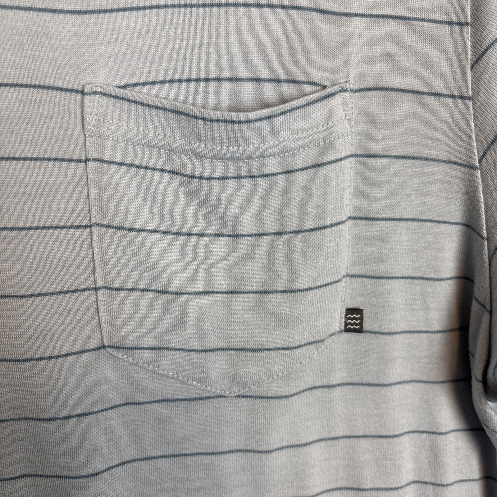 Free Fly T-Shirt Men's Large Blue Stripe Performance Bamboo Pocket Short Sleeve gallery