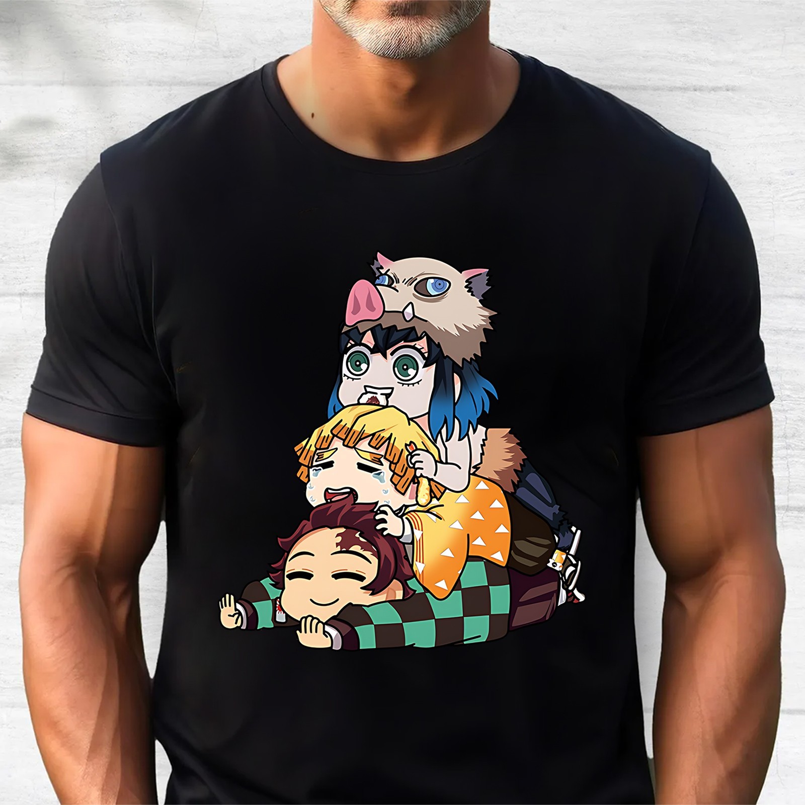 Cute Demon Slayer Chibi T-Shirt – Tanjiro, Zenitsu, Inosuke Anime Graphic Tee