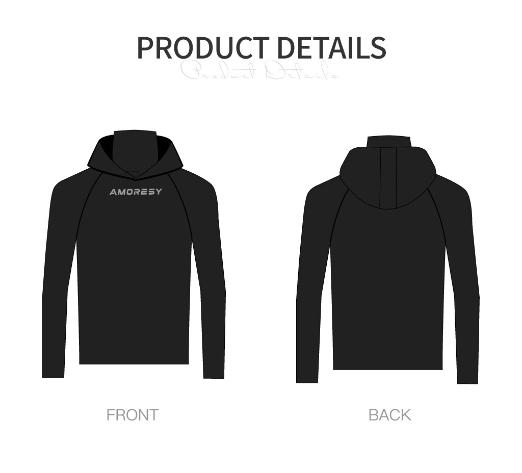 AMORESY Men Glossy Hooded Sunscreen T-shirt High Neck Long Sleeve Running Shirts gallery